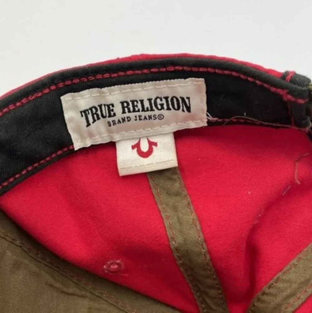 True Religion One Size Fits All Hat Red Embroidered Spellout 71